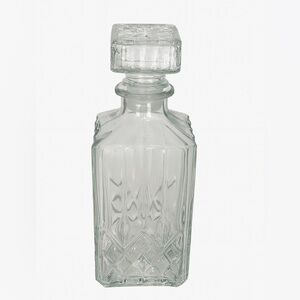 Vintage Pressed Glass Whiskey Decanter – 9” Tall – Diamond Pattern